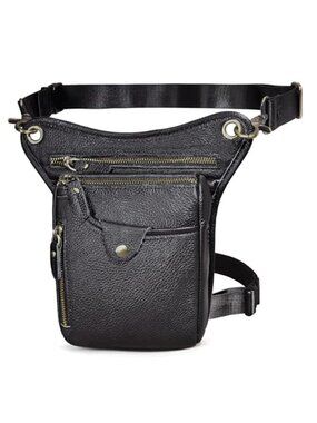 Mens Genuine Leather Outdoor Sporting Hicking Waist Hip Pack Messenger Shoulder